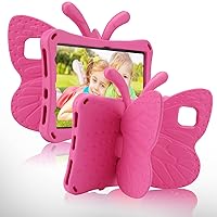 Samsung Tab A7 Lite Kids case A7 Lite T220 T225 Cute Butterfly Case with Stand for Kids Light Weight EVA Rugged Shockproof Heavy Duty Kids Friendly Full Cover for Samsung A7 Lite T220 (Rose)
