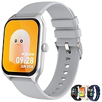 Smart Watch, 1.96 Inch HD Touchscreen Smartwatch with Text and Call, Heart Rate, Blood Oxygen and Activity Tracker, Compatible with iPhone and Android, IP68 Waterproof for Men and Women (Grey)