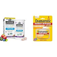 Dr. Formulated Probiotics Organic Kids+ Plus Vitamin C & D Immune & Digestive Health Chewables Bundle with Dramamine Kids Chewable Motion Sickness Relief Grape Flavor 8 Count