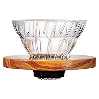 HARIO VDGR-01-OV V60 Heat Resistant Glass Permeable Coffee Dripper, Olive Wood, 01 Coffee Drip, For 1-2 Cups