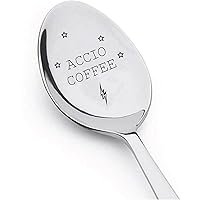 Accio Coffee Spoon Engraved Spoon Unique Gift Spoon Coffee Lovers Gift Idea Silverware Friendship Gift Funny Steel Housewarming Gift
