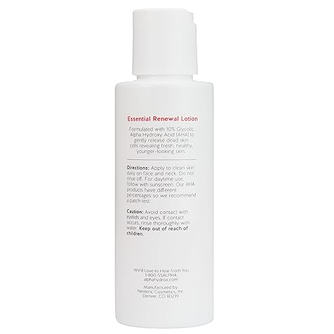 Alpha Skin Care Essential Renewal Lotion | Anti-Aging Formula | 10% Glycolic Alpha Hydroxy Acid (AHA) | Reduces the Appearance of Lines & Wrinkles | For Normal to Dry Skin | 4 Fl Oz (Pack of 1)