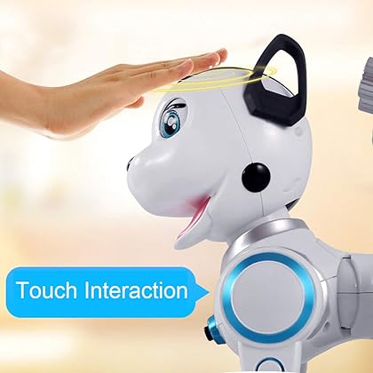 fisca Remote Control Robotic Dog RC Interactive Intelligent Walking Dancing Programmable Robot Puppy Toy Electronic Pets with Light and Sound for Kids Boys Girls Age 6, 7, 8, 9, 10 and Up Years Old