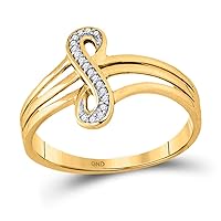 The Diamond Deal 10kt Yellow Gold Womens Round Diamond Vertical Infinity Strand Ring 1/20 Cttw