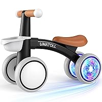 Colorful Lighting Baby Balance Bike for 1 Year Old Boys Girls, 12-24 Months Toddler Balance Bike with Removable Basket, Adjustable Seat, First Birthday Gift