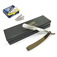 CS-108 Classic Samurai Japanese Steel Barber Shavette Straight Edge Razor with 100 Lord Single Blades