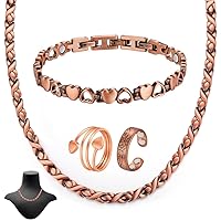 Vicmag Copper Necklace & Bracelet for Women 99.9% Solid Pure Copper Jewelry Valentine's Day Gift for Her (Adjustable Size with Gift Box)