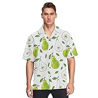ALAZA Mens Green Pears Fruits Quick Dry Hawaiian Shirt