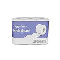 Amazon Basics 2-Ply Toilet Paper 6 Rolls = 24 Regular Rolls, Unscented, 350 Sheets, (1 Pack of 6)