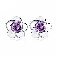 Flower Stud 2 color Purple Silver Material fashion earrings for women