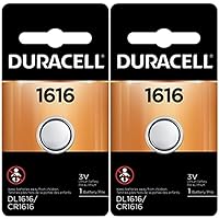 Duracell 1616 DL1616 CR1616 DL1616B2PK Coin Cell Watch Battery 3.0 Volt Lithium, 2 Count (Pack of 1)