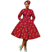 African Dashiki Dresses for Women Party Flower Floral Fashion Culture Vintage+Headwrap 35×45 inch