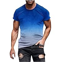 Mens Casual Stylish Short Sleeve Shirts Gradient Color Graphic Print T-Shirts Tops Trendy Clothes 2024