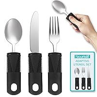 Adaptive Utensils, Adaptive Utensils 3pcs for Hand Tremors,Elderly, Arthritis,Parkinsons-Built Up Utensils for Adults–Easy Grip Aids Handle–2.7oz Each Weighted Silverware for Hand Tremors