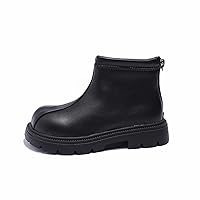 Black Platform Booties For Toddler Girls Front Zipper Cheer Shoes Outdoor Warm Non Slip Mary Jane Girls Heeled Shoes