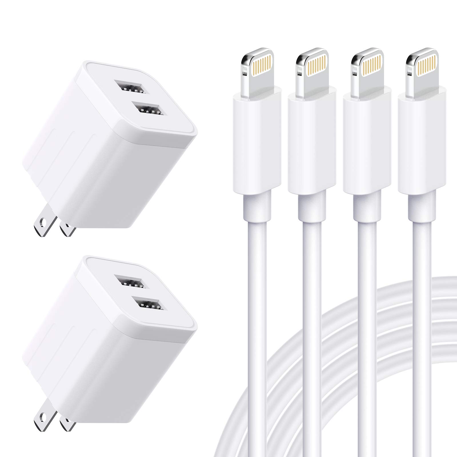 Mua USB Wall Charger, [Apple MFi Certified] iPhone Charger Lightning Cable  6FT(4PACK) Fast Charging Data Sync Cords Dual Port USB Plug Compatible with  iPhone 12/mini/Pro/Max/11/Pro/Xs/XR/X/8/7/Plus trên Amazon Mỹ chính hãng  2023 |