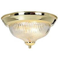 Monument 671350 10-7/8-Inch D by 6-Inch H Halophane Swirl Ceiling Fixture, Polished Brass Finish