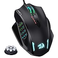 M908 Impact RGB LED MMO Gaming Mouse with 12 Side Buttons, Optical Wired Ergonomic Gamer Mouse with Max 12,400DPI, High Precision, 20 Programmable Macro Shortcuts, Comfort Grip