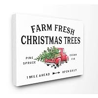 Stupell Industries Farm Fresh Christmas Trees Red Truck Holiday Word Design Canvas, 24 x 30, Multi-Color