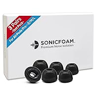 Memory Foam Earbud Tips - Premium Noise Isolation, Replacement Foam Ear Tips, 3 Pairs for Airpods Pro (SFAIR, S/M/L, Black, Tester Pack)