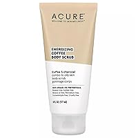 ACURE Energizing Coffee Body Scrub - Re-Energize & Hydrate for Soft, Glowing Skin - Coffee and Charcoal Infused Blend - Rejuvenating After Shower/Bath Exfoliation - For Normal to Oily Skin - 6 Fl Oz