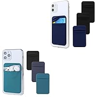 Phone Wallet Stick on,Phone Card Holder for Back of Phone Case with Flap 6Pcs Credit Card Holder for Cell Phone 2Pcs for iPhone, Android, Samsung