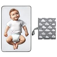 Portable Changing Pad - Waterproof Compact Diaper Changing Mat - Foldable Lightweight Travel Changing Station, Newborn Shower Gifts(Grey)