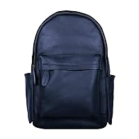 Stay Deer 100% Original Leather Laptop Backpack / Travel Backpack, College Backpack, (W37cm x H45cm x D14cm. Extendable Back Straps: L37cm-70cm.) (Navy Blue)