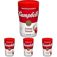 Campbell's Sipping Soup, Creamy Tomato Soup, 11.1 Ounce Microwavable Cup (Pack of 4)