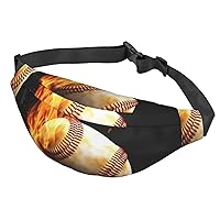 Fanny Pack For Men Women Casual Belt Bag Waterproof Waist Bag Fire Baseball Running Waist Pack For Travel Sports