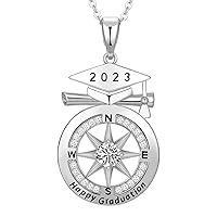 Graduation Gifts for Her 2024, Graduation Necklaces for Girls, S925 Sterling Silver Compass Necklace for Women, College Graduation Jewelry Gift, Senior High School Middle School Graduation Gifts for Wife Girlfriends Teen Girls Sister Daughter Niece