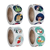 4 Rolls Christmas Roll Stickers Christmas Gift Sticker Christmas Label Stickers Christmas Seal Label Envelope Seal Stickers Craft Seal Stickers Day Gift Copper Plate Stickers Paper