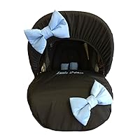 Small World Baby Black With Blue Bow Baby Car Seat Cover