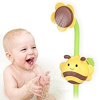 KINDIARY Bath Toy, Honeybee Shower Toy for Baby Toddlers, Battery Operated Water Spray Squirt Shower Faucet and Bathtub Automatic Water Pump for Infants