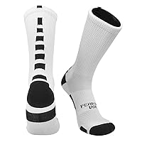 Pearsox Bolt Basketball Football Volleyball Crew Socks - White, Black