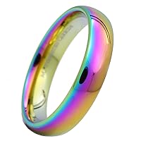 5mm Multi Colored Gold Plated Rainbow Band Tungsten Carbide COMFORT FIT Ring