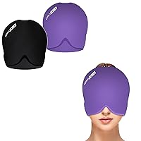 ComfiTECH Headache Relief Hat for Migraine Cap for Tension Puffy Eyes Migraine Relief Cap for Sinus Headache and Stress Relief Cold Compress (Medium Black & Purple)