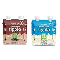 Ripple Vegan Protein Shake | 20g Nutritious Plant Based Pea Protein in Ready to Drink Cartons | Non-GMO, Non-Dairy, Soy Free, Gluten Free, Lactose Free | Shelf Stable | 11 Fl Oz (8 Pack)