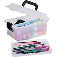 ArtBin 6817AG Sidekick Cube Carrying Case with Open Lift-Out Tray, Portable Art & Craft Organizer with Handle, [1] Plastic Storage Case, Clear