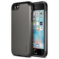 Trianium iPhone SE Case (2016 Edition), [Protak Series] Ultra Protective Bumper Dual Layer + Shock-Absorbing Cover for Apple iPhone SE & iPhone 5S & iPhone 5 - Gunmetal Gray