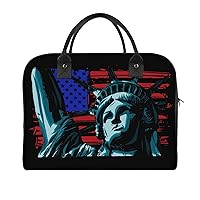 American Flag and Liberty Statue Large Crossbody Bag Laptop Bags Shoulder Handbags Tote with Strap for Travel Office
