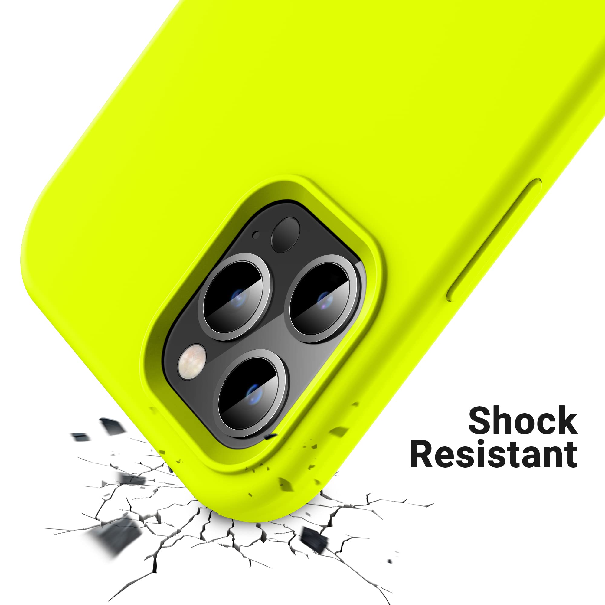 OTOFLY Compatible with iPhone 12 Pro Max Case 6.7 inch(2020),[Silky and Soft Touch Series]Premium Soft Liquid Silicone Rubber Full-Body Protective Bumper Case for iPhone 12 Pro Max(Fluorescent Yellow)