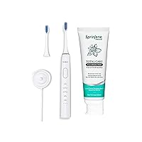 SprinJene Natural Sonic Electric Toothbrush & Natural Fluoride Free Toothpaste for Clean and Strong Teeth and Gums, Fresh Breath, and Helps Dry Mouth - Vegan, Dye-Free, and SLS Free Toothpaste