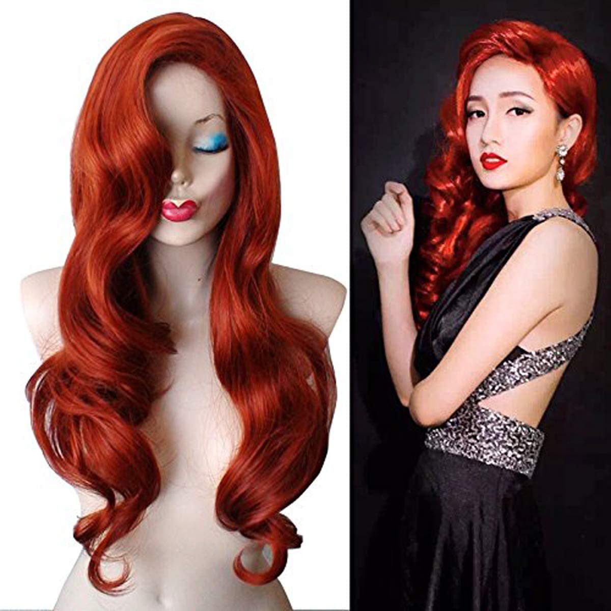 Mua DINIFER® wig Jessica Rabbit Ariel Wigs Daily Wear Hair Copper Red Wig  Extension Female Cartoon Character Halloween Masquerade Playing Game Big  Wave Wig trên Amazon Mỹ chính hãng 2022 | Fado