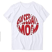 Baseball Mom T Shirts Women Funny Graphic Baseball Mama Tee Tops Summer Casual Short Sleeve Blouse for Going Out