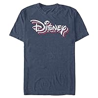 Disney Big Logo Retro Rainbow Men's Tops Short Sleeve Tee Shirt, Navy Blue Heather, 3X-Large Tall