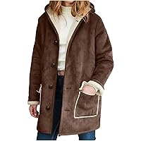 Women's Winter Coats Motorcycle Jacket Fashion Horn Button Casual Jacket With Pocket Hooded Coat Jacket, S-2XL