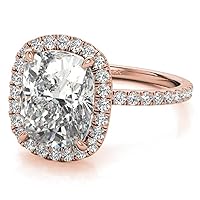 3.5 ct Elongated Cushion Moissanite Rings for Women, Brilliant Colorless VVS1 Clarity Classic Moissanite Diamond Solitaire Ring 14K Rose Gold Moissanite Engagement Ring Jewelry Gifts