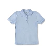 French Toast Big Girls' Plus S/S Fitted Knit Polo with Picot Collar - Blue,