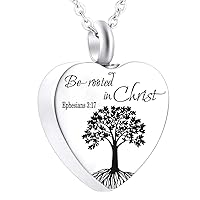 Heart Cremation Jewelry for Ashes Tree of Life Bible Prayer Memorial Lockets Urn Pendant Ashes Necklace Stainless Steel Keepsake Jewelry